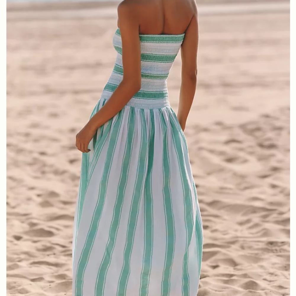 New w Tag: Celandine Strapless Smocked Drop-Waist Midi Dress. Size Medium - Picture 5 of 16